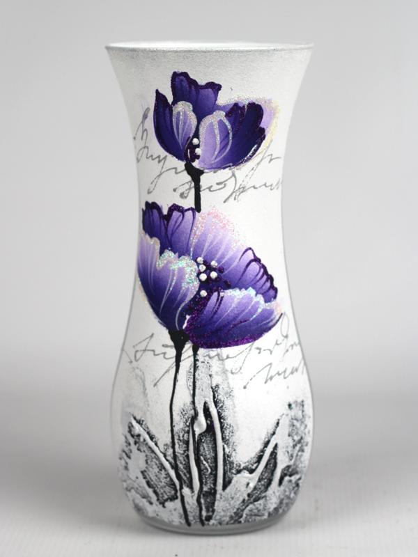 Hand-Painted Violet Art Decorative Glass Vase - Unique Table Centerpiece - Premium  from Home Treasures - Just £41.99! Shop now at Home Treasures