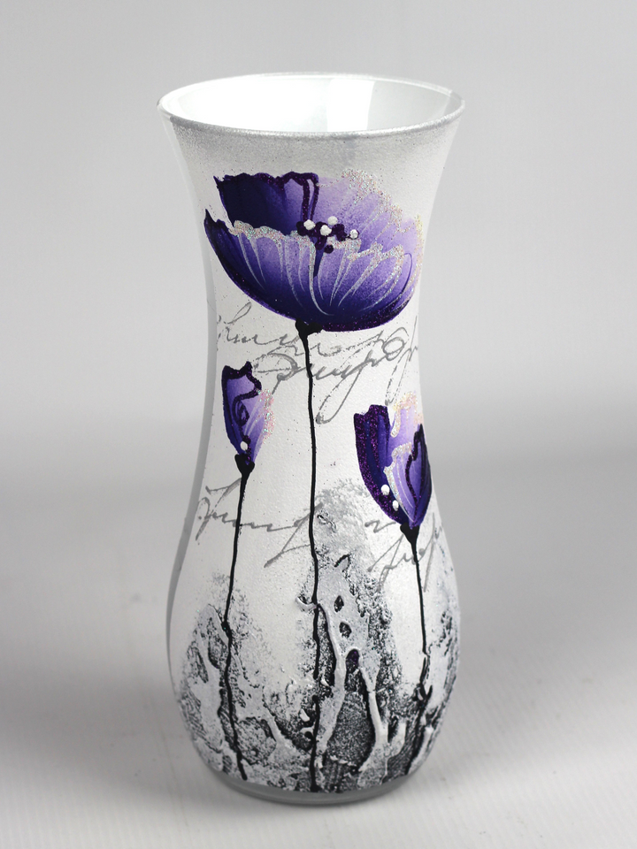 Hand-Painted Violet Art Decorative Glass Vase - Unique Table Centerpiece - Premium  from Home Treasures - Just £71.99! Shop now at Home Treasures