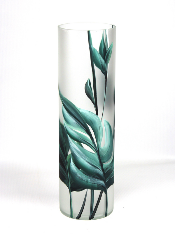 Elegant Floor Green Art Decorative Hand-Painted Glass Vase - Premium  from Home Treasures - Just £59.99! Shop now at Home Treasures