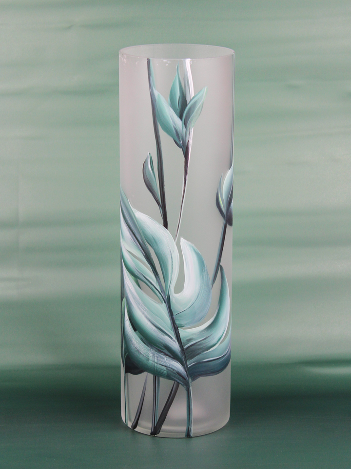 Elegant Floor Green Art Decorative Hand-Painted Glass Vase - Premium  from Home Treasures - Just £103.99! Shop now at Home Treasures