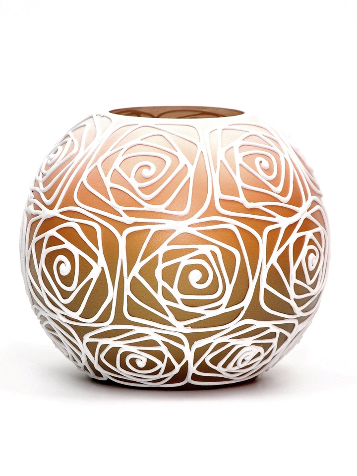 Exquisite Handpainted Glass Vase for Flowers - Orange Art Glass Round Vase, 6 inch | Home Decor & Interior Design - Premium  from Home Treasures - Just £74.99! Shop now at Home Treasures