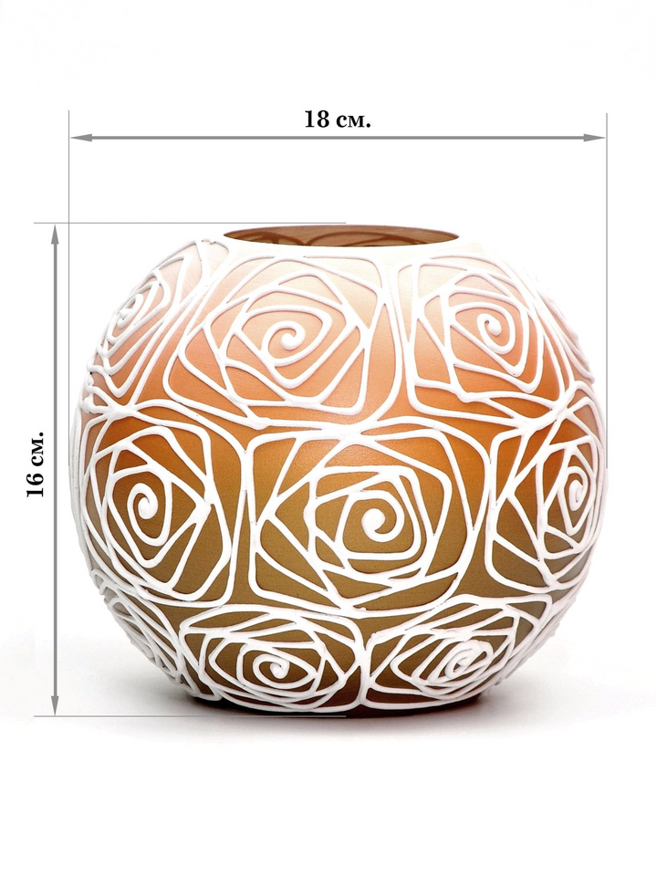 Exquisite Handpainted Glass Vase for Flowers - Orange Art Glass Round Vase, 6 inch | Home Decor & Interior Design - Premium  from Home Treasures - Just £74.99! Shop now at Home Treasures