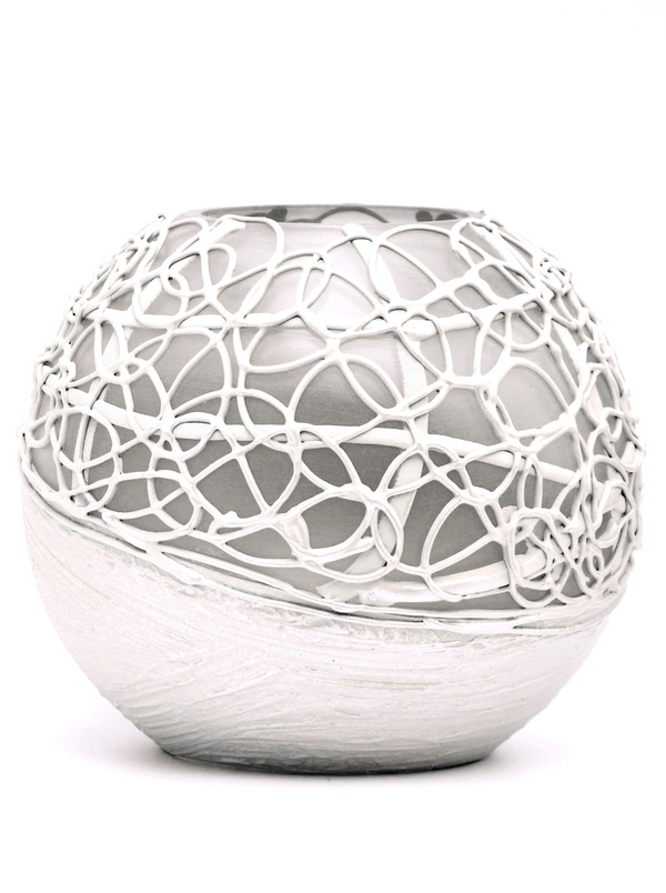 Elegant Wedding Glass Vase Pearl White | Hand-Painted Art Glass Bubble Vase | 6 Inch Table Centerpiece for Interior Design & Home Decor - Premium  from Home Treasures - Just £43.99! Shop now at Home Treasures