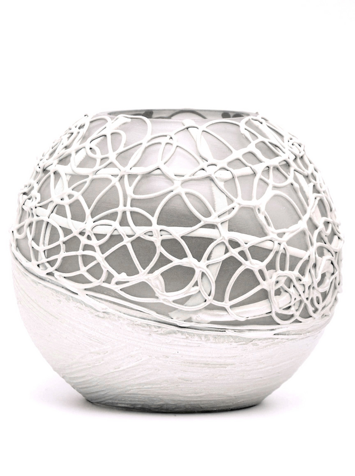 Elegant Wedding Glass Vase Pearl White | Hand-Painted Art Glass Bubble Vase | 6 Inch Table Centerpiece for Interior Design & Home Decor - Premium  from Home Treasures - Just £74.99! Shop now at Home Treasures