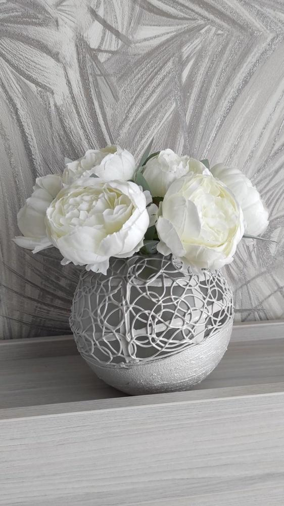 Elegant Wedding Glass Vase Pearl White | Hand-Painted Art Glass Bubble Vase | 6 Inch Table Centerpiece for Interior Design & Home Decor - Premium  from Home Treasures - Just £74.99! Shop now at Home Treasures