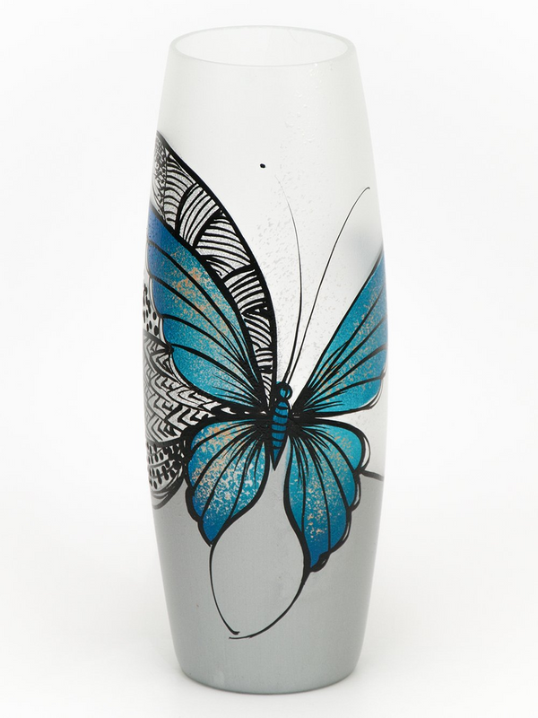 Handpainted Glass Vase for Flowers | Butterfly Oval Vase | Interior Design Home Decor | Table Vase - Premium  from Home Treasures - Just £80.99! Shop now at Home Treasures