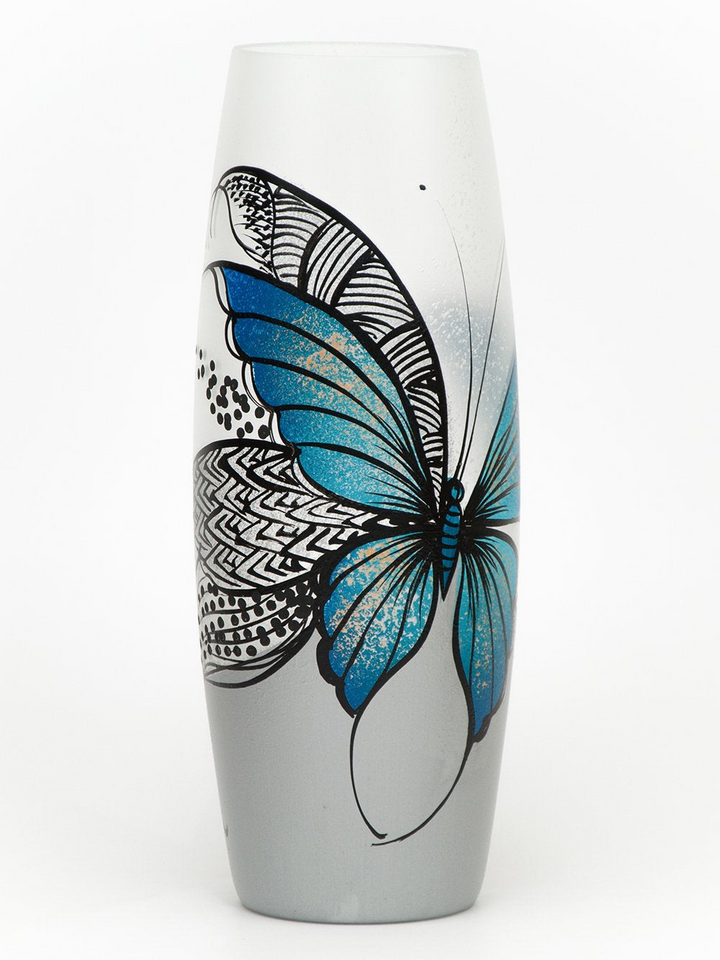 Handpainted Glass Vase for Flowers | Butterfly Oval Vase | Interior Design Home Decor | Table Vase - Premium  from Home Treasures - Just £80.99! Shop now at Home Treasures