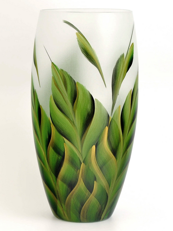 12 Inch Handpainted Glass Vase for Flowers | Tropical Art Glass Vase | Stunning Oval Table Vase | Elegant Home Decor Centerpiece - Premium  from Home Treasures - Just £80.99! Shop now at Home Treasures