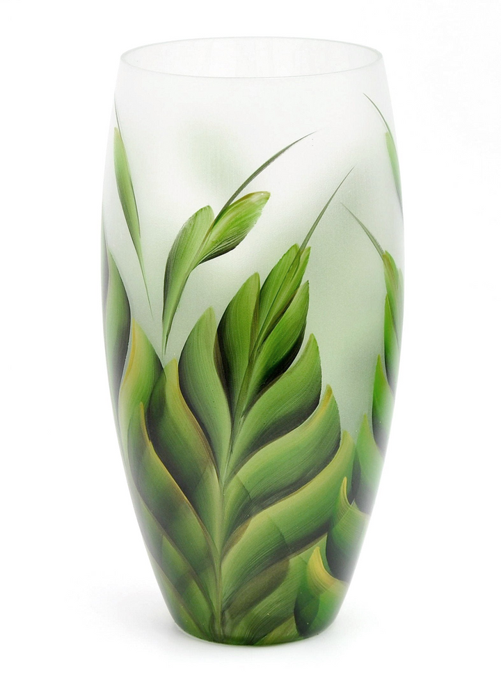 12 Inch Handpainted Glass Vase for Flowers | Tropical Art Glass Vase | Stunning Oval Table Vase | Elegant Home Decor Centerpiece - Premium  from Home Treasures - Just £46.99! Shop now at Home Treasures