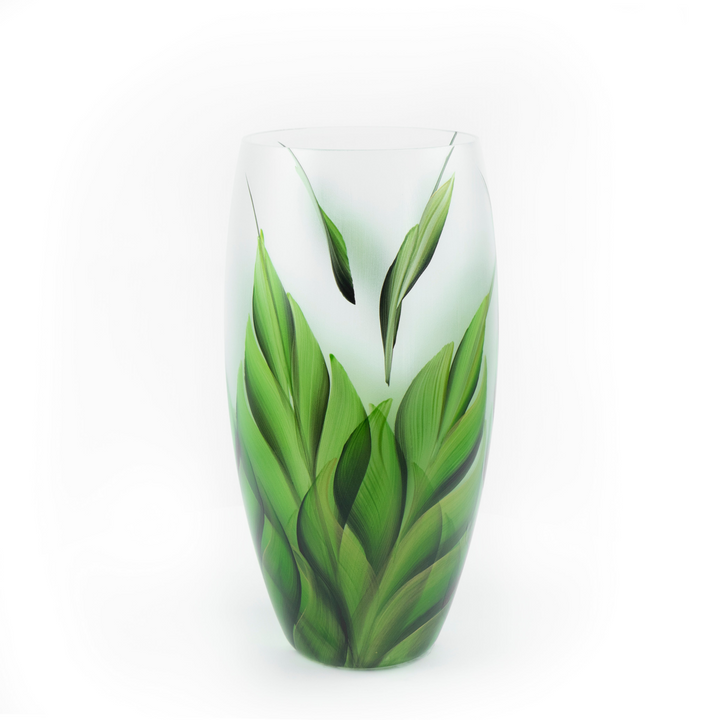 12 Inch Handpainted Glass Vase for Flowers | Tropical Art Glass Vase | Stunning Oval Table Vase | Elegant Home Decor Centerpiece - Premium  from Home Treasures - Just £46.99! Shop now at Home Treasures