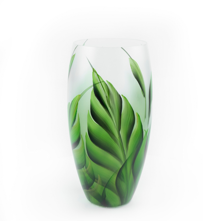 12 Inch Handpainted Glass Vase for Flowers | Tropical Art Glass Vase | Stunning Oval Table Vase | Elegant Home Decor Centerpiece - Premium  from Home Treasures - Just £46.99! Shop now at Home Treasures