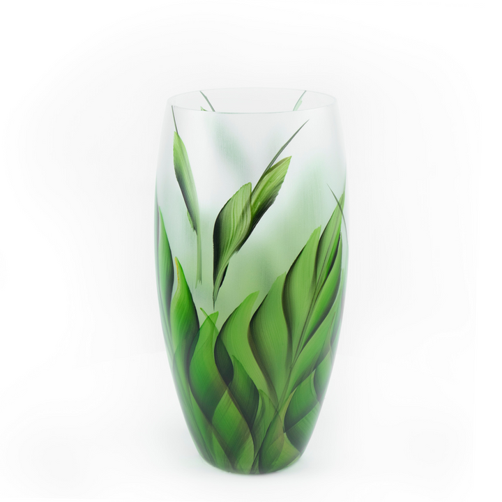 12 Inch Handpainted Glass Vase for Flowers | Tropical Art Glass Vase | Stunning Oval Table Vase | Elegant Home Decor Centerpiece - Premium  from Home Treasures - Just £46.99! Shop now at Home Treasures