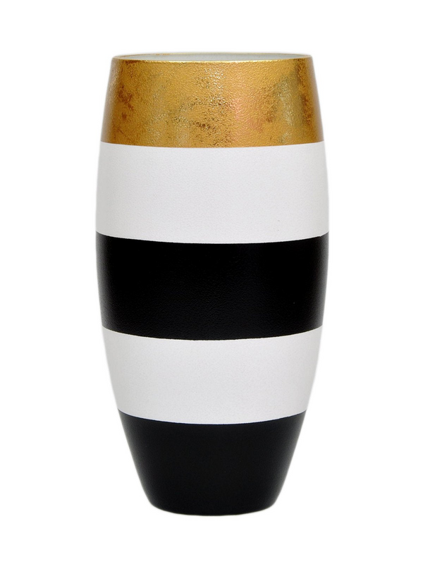 Gold Black White Handpainted Glass Vase for Flowers | Elegant Art Glass Oval Vase | 12 Inch Home Decor Table Vase - Premium  from Home Treasures - Just £46.99! Shop now at Home Treasures