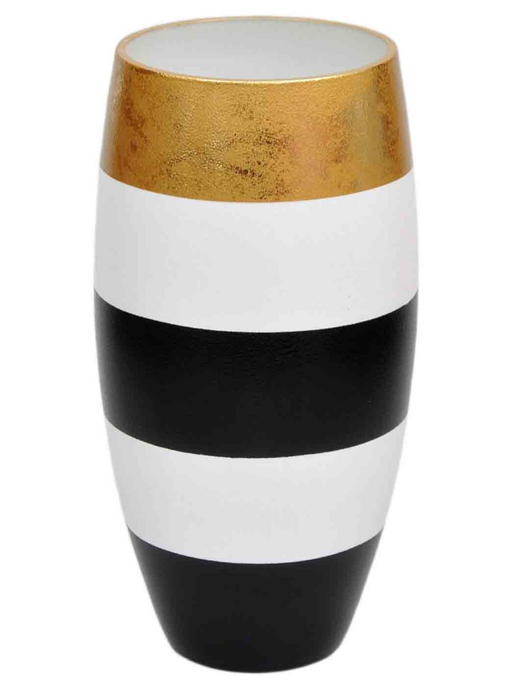 Gold Black White Handpainted Glass Vase for Flowers | Elegant Art Glass Oval Vase | 12 Inch Home Decor Table Vase - Premium  from Home Treasures - Just £80.99! Shop now at Home Treasures