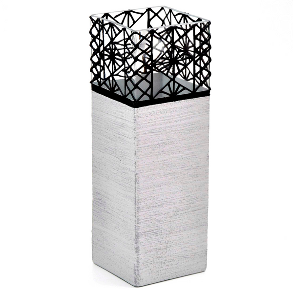 Hand-Painted Grey Stone Glass Vase - 12-Inch Square Table Vase - Unique Art Decor for Home Interiors - Premium  from Home Treasures - Just £46.99! Shop now at Home Treasures