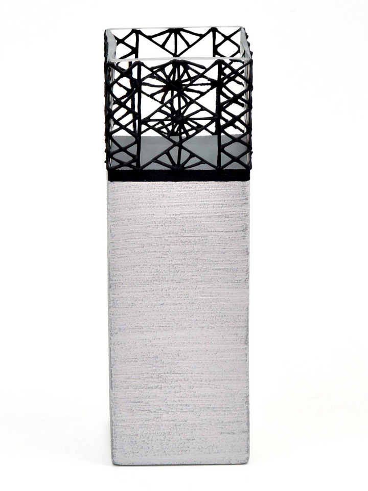 Hand-Painted Grey Stone Glass Vase - 12-Inch Square Table Vase - Unique Art Decor for Home Interiors - Premium  from Home Treasures - Just £46.99! Shop now at Home Treasures