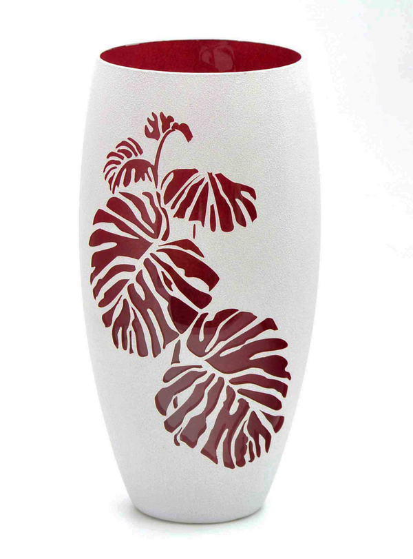 Burgundy Interior | Handmade Glass Oval Vase | Home Design | Room Decor | Table Vase 12 inch - Premium  from Home Treasures - Just £80.99! Shop now at Home Treasures