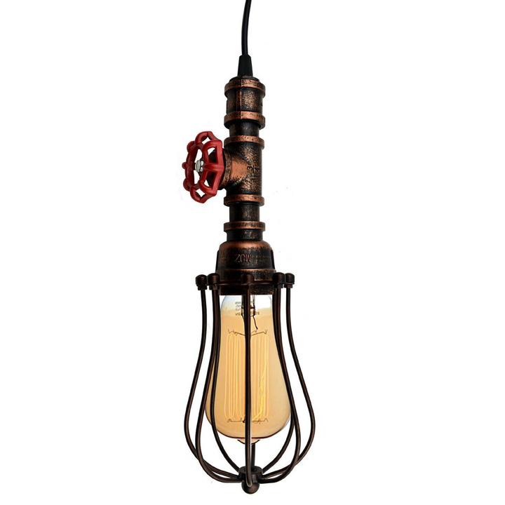 Steampunk Pipe Light with Balloon Cage - Vintage Industrial Pendant Light for Cafe, Bar, Kitchen, Restaurant & Bedroom - Premium  from Home Treasures - Just £24.99! Shop now at Home Treasures