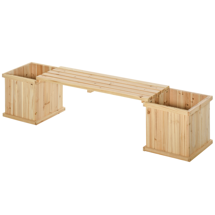 37L Wooden Garden Planter & Bench Combination Garden Raised Bed Patio Park Natural 176 x 38 x 40 cm - Premium  from Home Treasures - Just £82.99! Shop now at Home Treasures