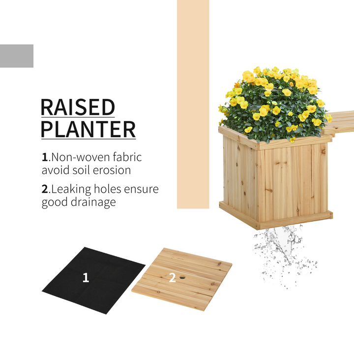 37L Wooden Garden Planter & Bench Combination Garden Raised Bed Patio Park Natural 176 x 38 x 40 cm - Premium  from Home Treasures - Just £82.99! Shop now at Home Treasures