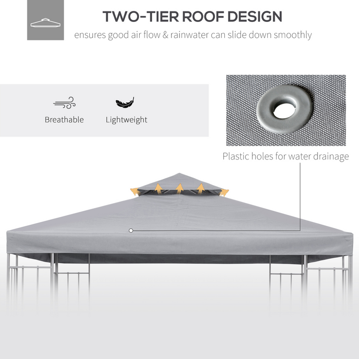 3 x 3(m) Gazebo, Canopy Roof Top Replacement Cover - Light Grey - Premium  from Home Treasures - Just £46.99! Shop now at Home Treasures