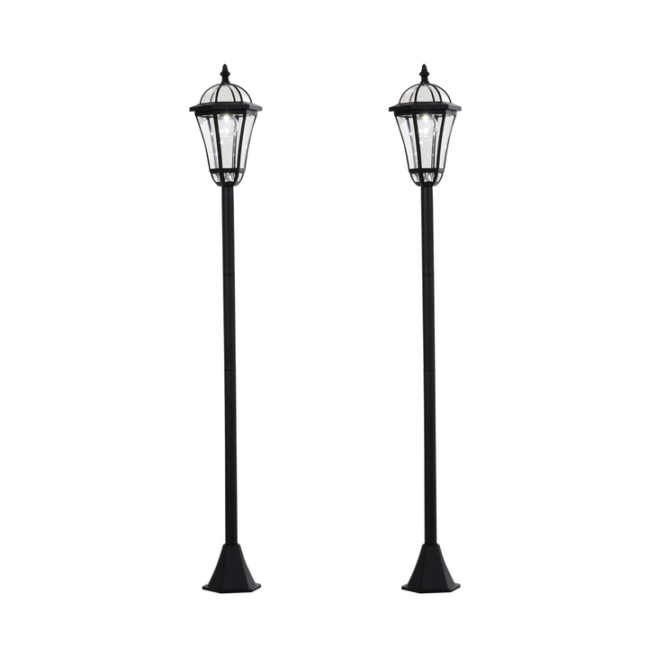 2 PCS LED Garden Lamp Post, Solar Powered Lantern, Water-Resist, Auto Switch 6-8 Hours Black - Premium  from Home Treasures - Just £52.99! Shop now at Home Treasures