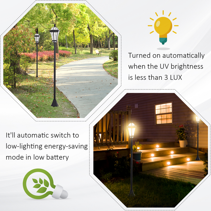 2 PCS LED Garden Lamp Post, Solar Powered Lantern, Water-Resist, Auto Switch 6-8 Hours Black - Premium  from Home Treasures - Just £52.99! Shop now at Home Treasures