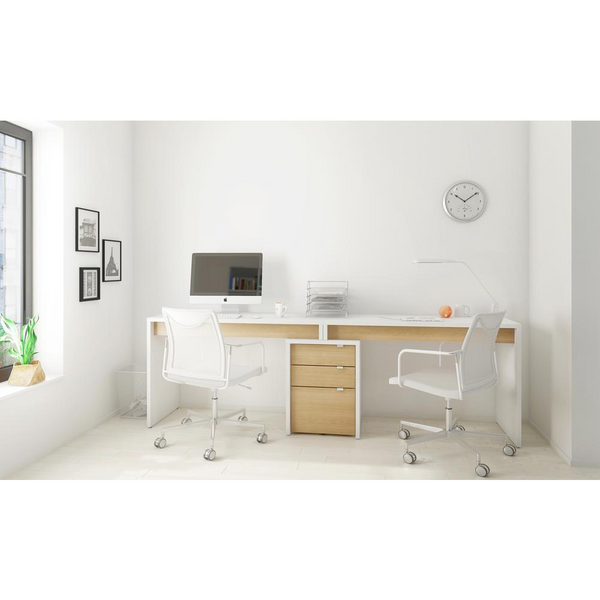 Chrono 3 Piece Home Office Set, Natural Maple & White