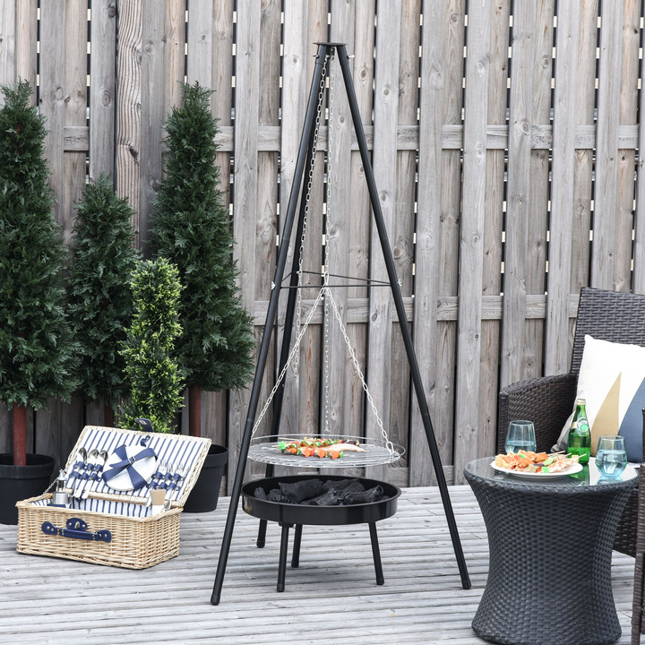 Versatile Fire Pit Cooking Tripod with Adjustable Hanging Grill - Perfect for Outdoor BBQs and Camping - Premium  from Home Treasures - Just £57.99! Shop now at Home Treasures