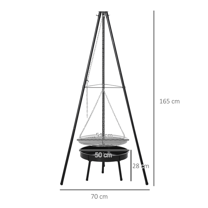 Versatile Fire Pit Cooking Tripod with Adjustable Hanging Grill - Perfect for Outdoor BBQs and Camping - Premium  from Home Treasures - Just £57.99! Shop now at Home Treasures