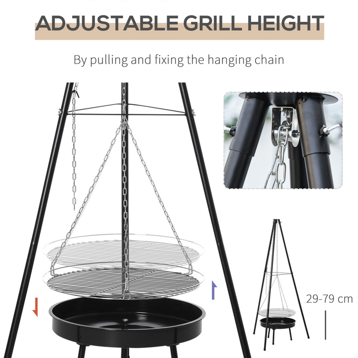 Versatile Fire Pit Cooking Tripod with Adjustable Hanging Grill - Perfect for Outdoor BBQs and Camping - Premium  from Home Treasures - Just £57.99! Shop now at Home Treasures