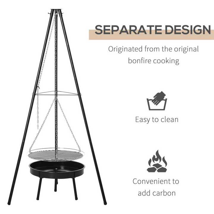 Versatile Fire Pit Cooking Tripod with Adjustable Hanging Grill - Perfect for Outdoor BBQs and Camping - Premium  from Home Treasures - Just £57.99! Shop now at Home Treasures