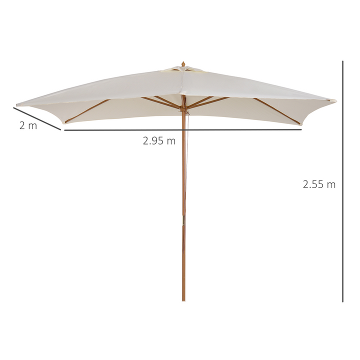 2 x 3m Wooden Parasol - Elegant Cream Garden Umbrella with Ventilated Canopy and Sturdy Bamboo Frame - Premium  from Home Treasures - Just £69.99! Shop now at Home Treasures