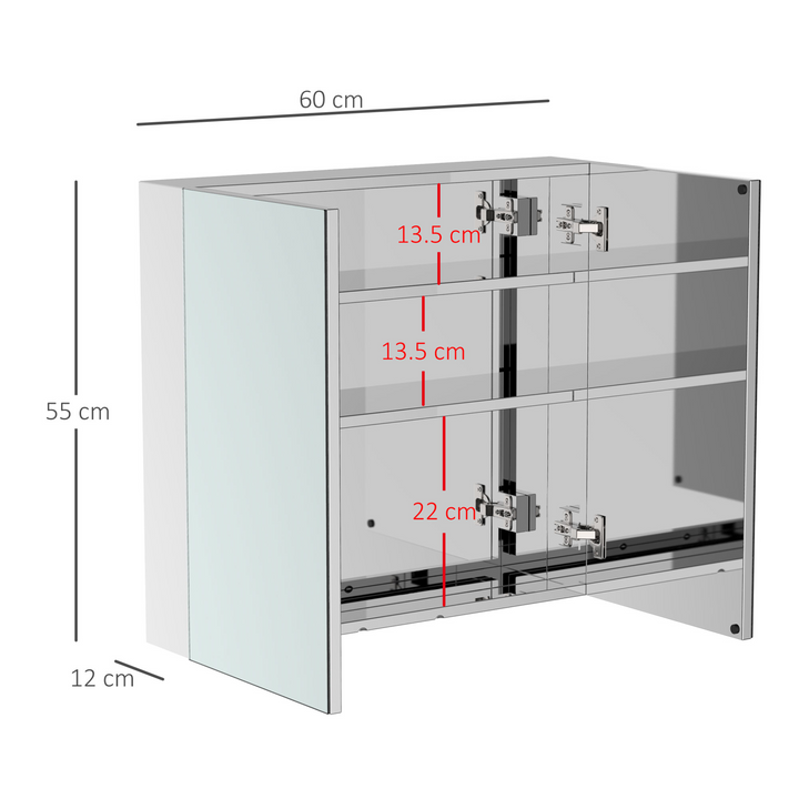 Elegant Stainless Steel Mirrored Bathroom Cabinet - 55 x 60 x 12cm | Space-Saving Storage Solution - Premium  from Home Treasures - Just £101.99! Shop now at Home Treasures