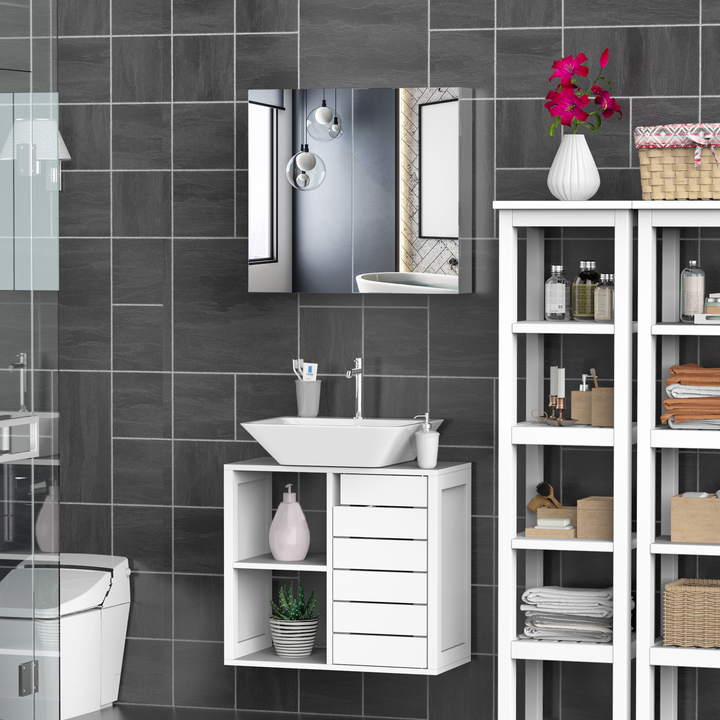 Elegant Stainless Steel Mirrored Bathroom Cabinet - 55 x 60 x 12cm | Space-Saving Storage Solution - Premium  from Home Treasures - Just £101.99! Shop now at Home Treasures