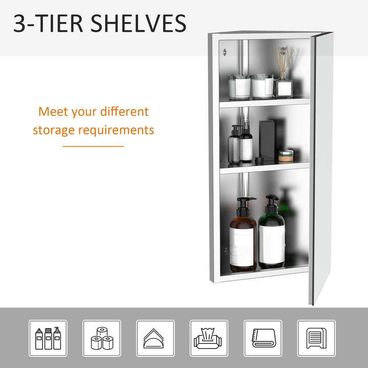 Stainless Steel Corner Mirror Storage Cabinet - 30 x 18.4 x 60cm, Space-Saving Bathroom Organizer with Ample Storage & Durable Construction - Premium  from Home Treasures - Just £79.99! Shop now at Home Treasures