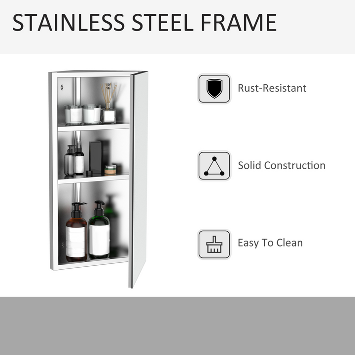 Stainless Steel Corner Mirror Storage Cabinet - 30 x 18.4 x 60cm, Space-Saving Bathroom Organizer with Ample Storage & Durable Construction - Premium  from Home Treasures - Just £79.99! Shop now at Home Treasures