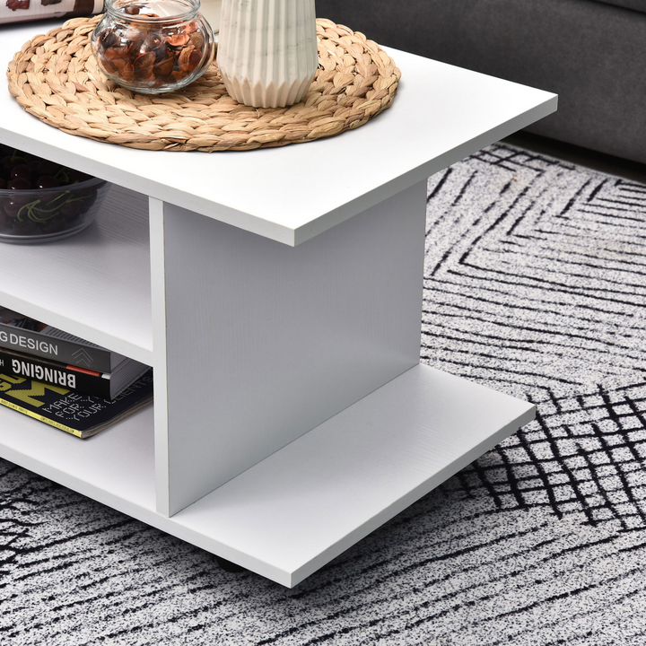 Modern White TV Unit with Shelves - Stylish 3-Tier Stand with Rolling Wheels, 80 x 40 x 40cm - Premium  from Home Treasures - Just £55.99! Shop now at Home Treasures