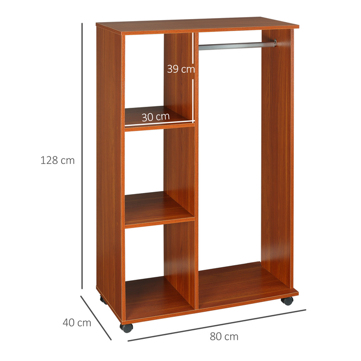 Mobile Open Wardrobe with Hanging Rail and Storage Shelves - Walnut Finish, Ideal for Bedrooms - Premium  from Home Treasures - Just £74.99! Shop now at Home Treasures