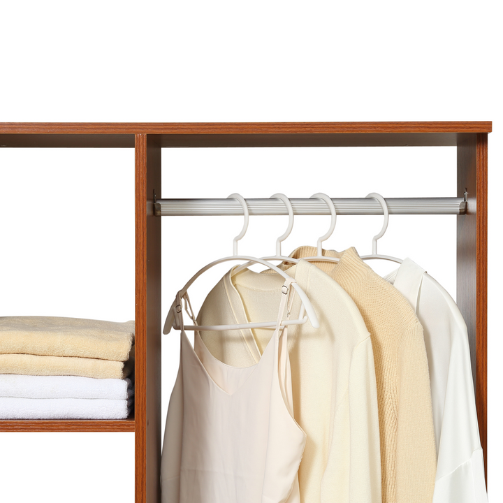 Mobile Open Wardrobe with Hanging Rail and Storage Shelves - Walnut Finish, Ideal for Bedrooms - Premium  from Home Treasures - Just £74.99! Shop now at Home Treasures