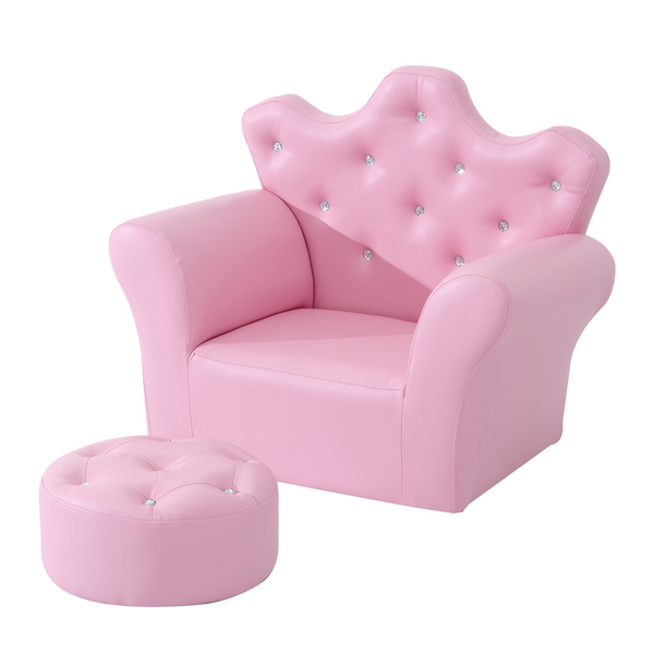 Cute & Comfy Children's Pink Armchair with Footstool - Durable PU Leather - Perfect for Kids Ages 3-5 - Premium  from Home Treasures - Just £85.99! Shop now at Home Treasures