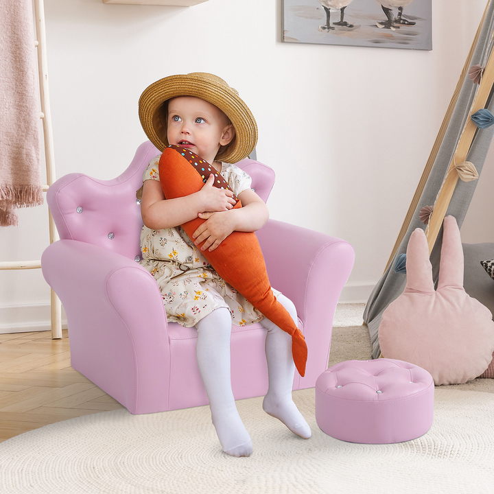 Cute & Comfy Children's Pink Armchair with Footstool - Durable PU Leather - Perfect for Kids Ages 3-5 - Premium  from Home Treasures - Just £85.99! Shop now at Home Treasures