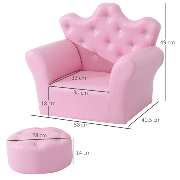 Cute & Comfy Children's Pink Armchair with Footstool - Durable PU Leather - Perfect for Kids Ages 3-5 - Premium  from Home Treasures - Just £85.99! Shop now at Home Treasures