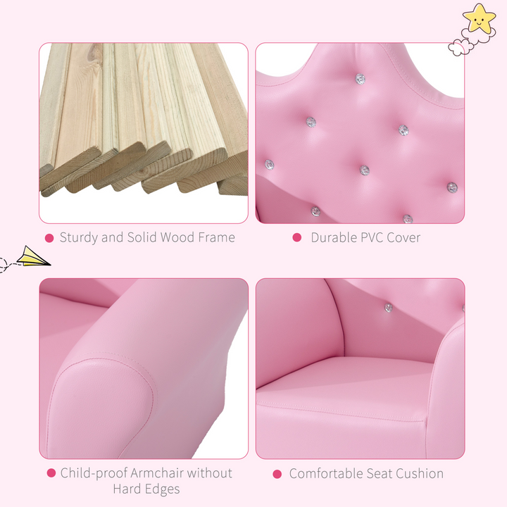 Cute & Comfy Children's Sofa with Footstool - Durable PU Leather (Pink) - Ideal for Kids Ages 3-5 - Premium  from Home Treasures - Just £85.99! Shop now at Home Treasures