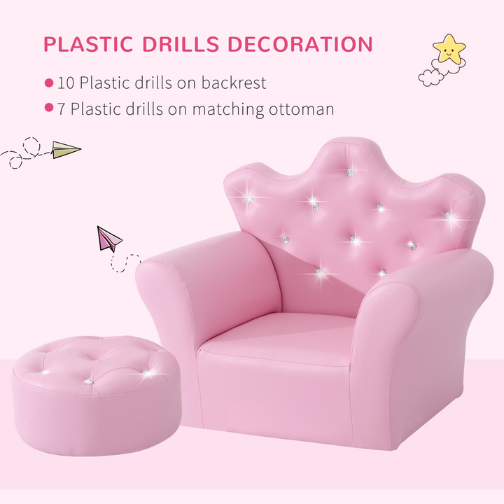 Cute & Comfy Children's Pink Armchair with Footstool - Durable PU Leather - Perfect for Kids Ages 3-5 - Premium  from Home Treasures - Just £85.99! Shop now at Home Treasures