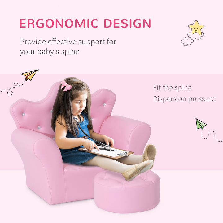 Cute & Comfy Children's Pink Armchair with Footstool - Durable PU Leather - Perfect for Kids Ages 3-5 - Premium  from Home Treasures - Just £85.99! Shop now at Home Treasures