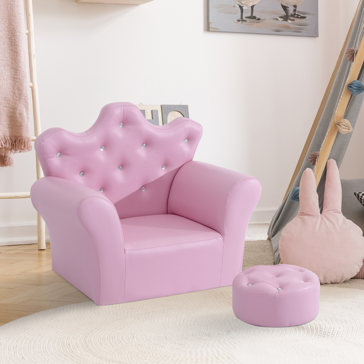 Cute & Comfy Children's Pink Armchair with Footstool - Durable PU Leather - Perfect for Kids Ages 3-5 - Premium  from Home Treasures - Just £85.99! Shop now at Home Treasures