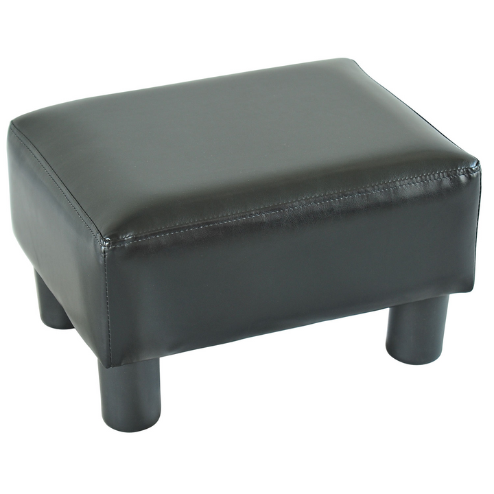 Black PU Leather Footstool - Stylish & Comfortable Foot Rest for Home Office, 40 x 30 x 24cm - Premium  from Home Treasures - Just £35.99! Shop now at Home Treasures