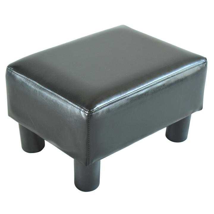 Black PU Leather Footstool - Stylish & Comfortable Foot Rest for Home Office, 40 x 30 x 24cm - Premium  from Home Treasures - Just £35.99! Shop now at Home Treasures