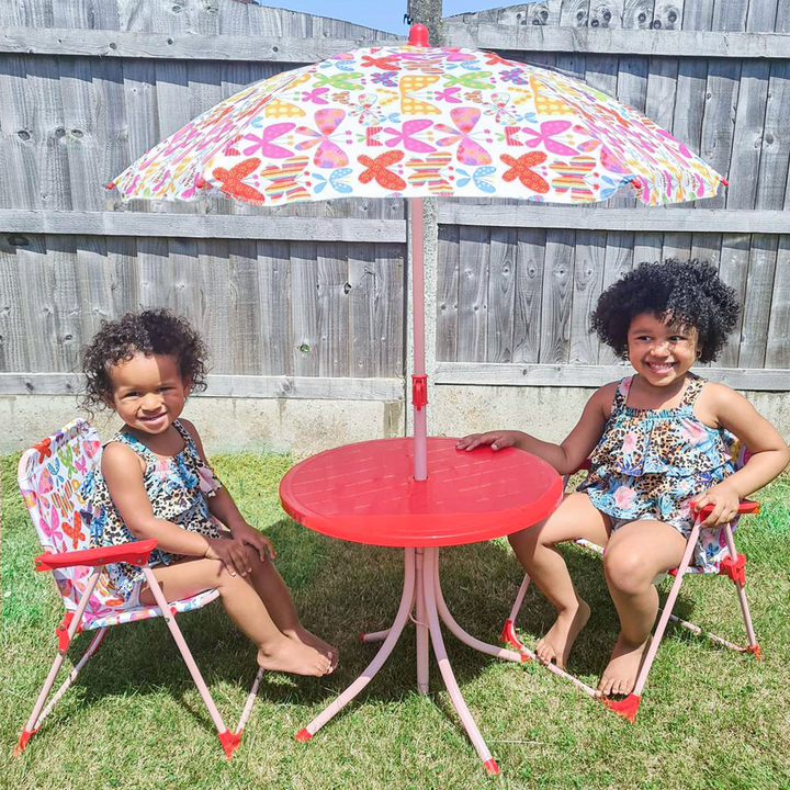 Children's Butterfly Bistro Table & Chair Set with Adjustable Parasol - Perfect for Outdoor Play - Premium  from Home Treasures - Just £51.99! Shop now at Home Treasures